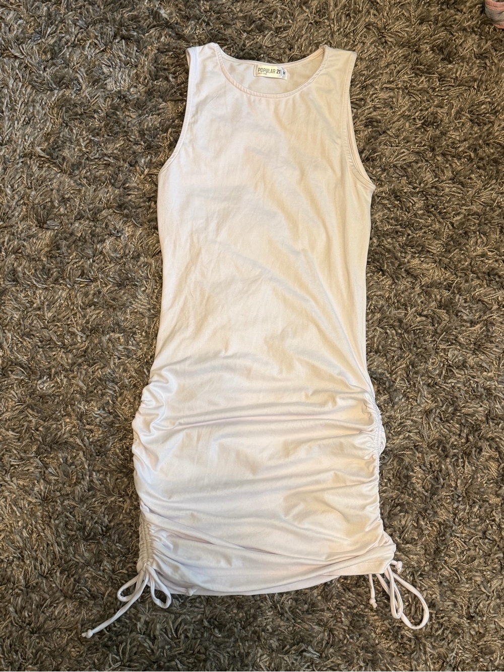 White Ruched Tank Dress